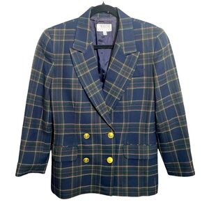Talbots Vintage Plaid Wool Blazer size 8 petite